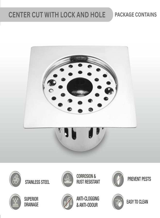 Ontap Stainless Steel Floor Drainer with Hole | 5 Inches Bathroom Floor Jali | Anti Cockroach with Hole | Floor Trap Jali | Bathroom Drain Jali with Hole (Pack of 1) - Image 5